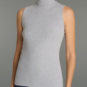 Smanicato a collo alto in Thermo Cotton - Argento Mel.