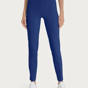 Pantalone a sigaretta con spacchetti in Compact Light - Blueberry
