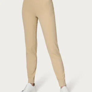 Pantalone a sigaretta con spacchetti in Compact Light - Irish Cream