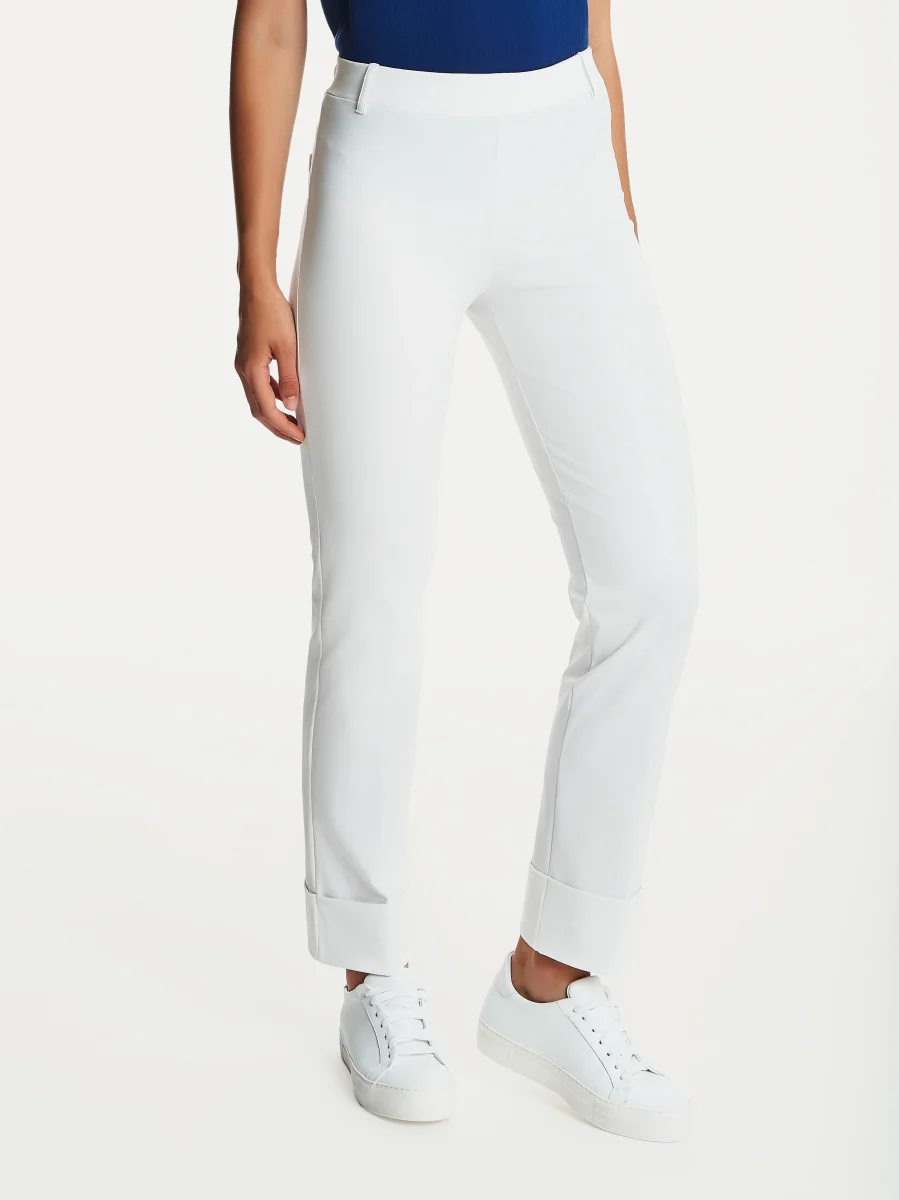 Pantalone slim dritto in Compact Light - Bianco - immagine 2