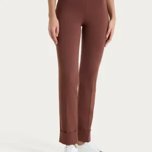 Pantalone slim dritto in Compact Light - Cappuccino