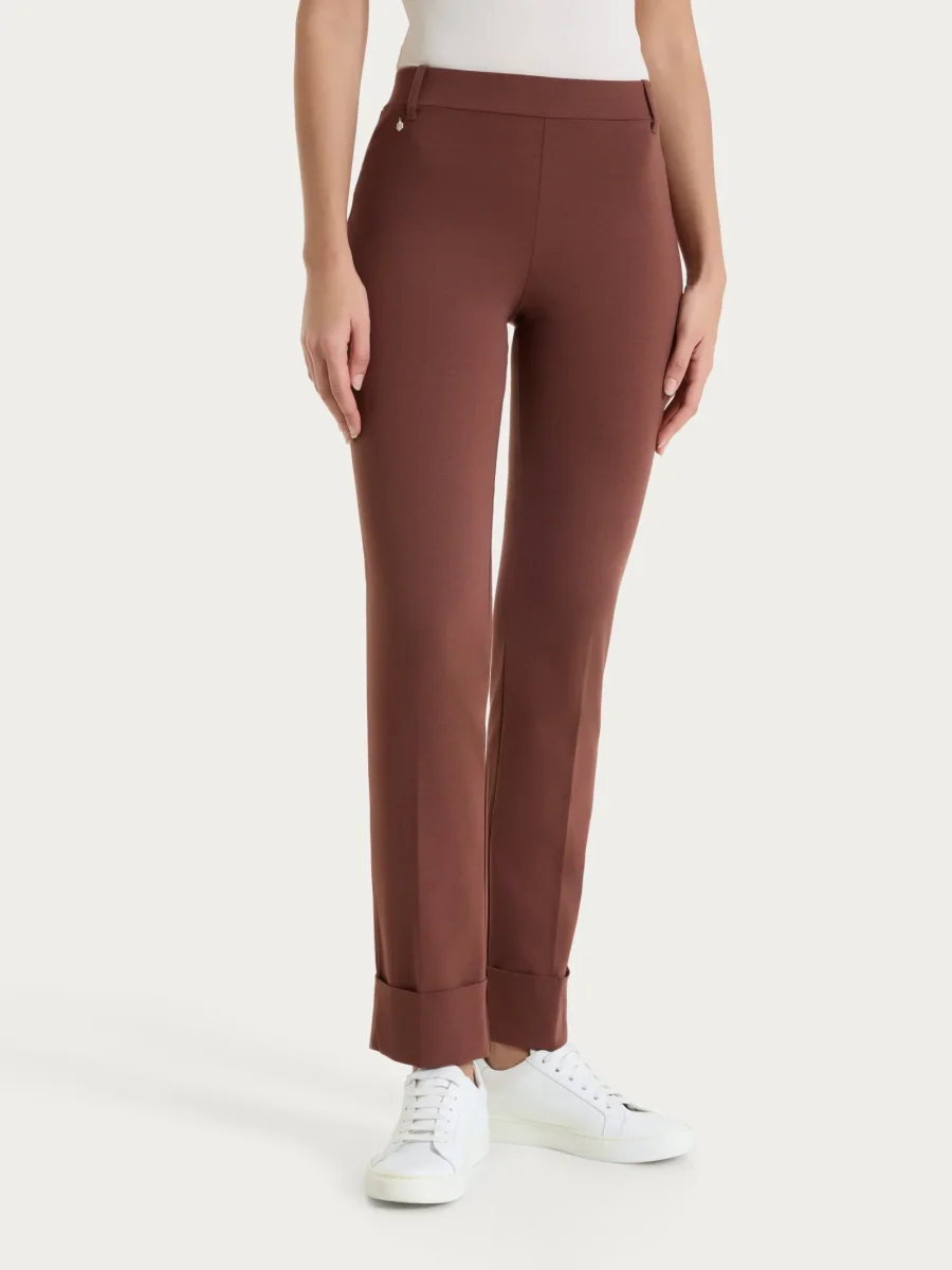 Pantalone slim dritto in Compact Light - Cappuccino - immagine 2