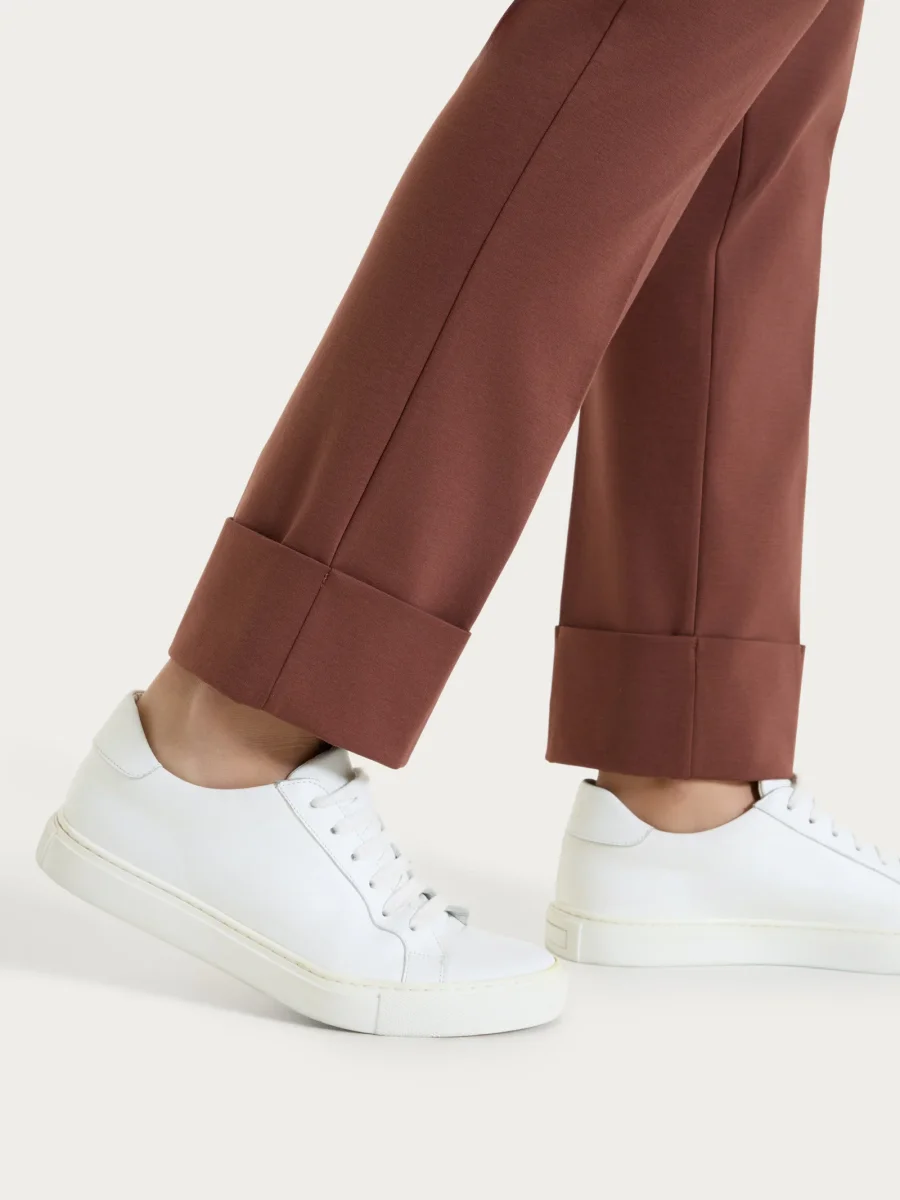 Pantalone slim dritto in Compact Light - Cappuccino - immagine 5