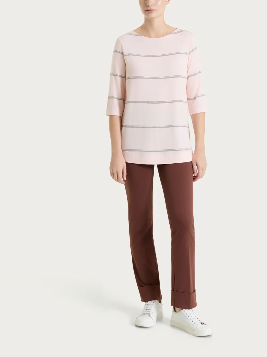 Pantalone slim dritto in Compact Light - Cappuccino - immagine 6