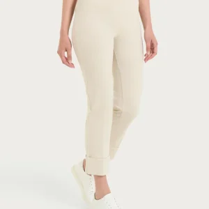 Pantalone slim dritto in Compact Light - Champignon