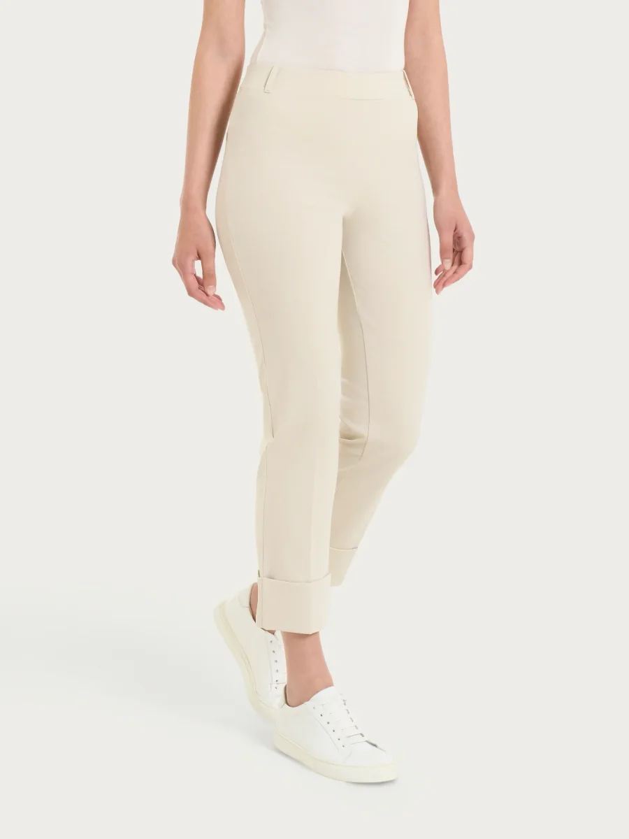 Pantalone slim dritto in Compact Light - Champignon - immagine 2