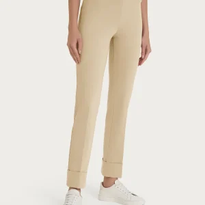 Pantalone slim dritto in Compact Light - Irish Cream