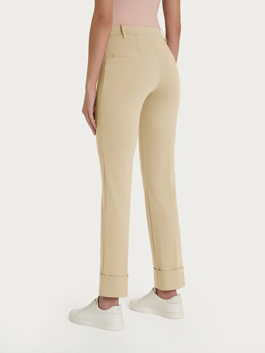 Pantalone slim dritto in Compact Light - Irish Cream - immagine 3