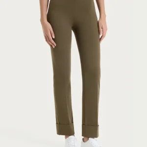 Pantalone slim dritto in Compact Light - Dark Olive