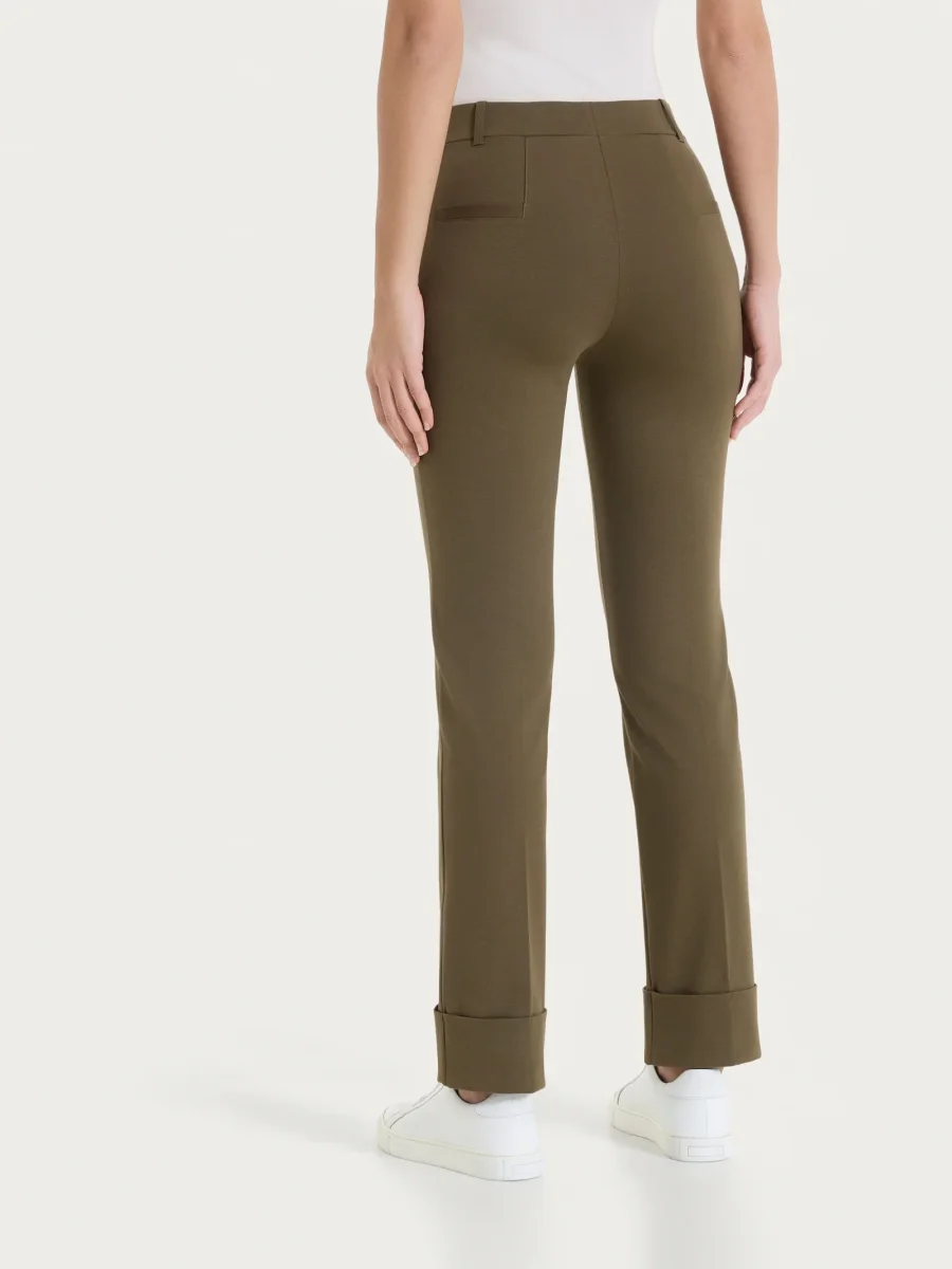 Pantalone slim dritto in Compact Light - Dark Olive - immagine 3