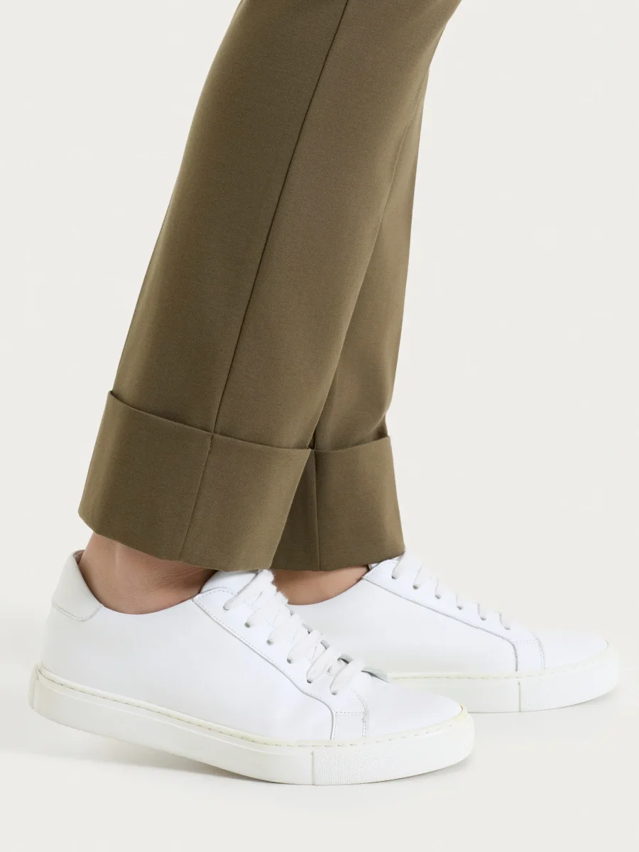 Pantalone slim dritto in Compact Light - Dark Olive - immagine 5