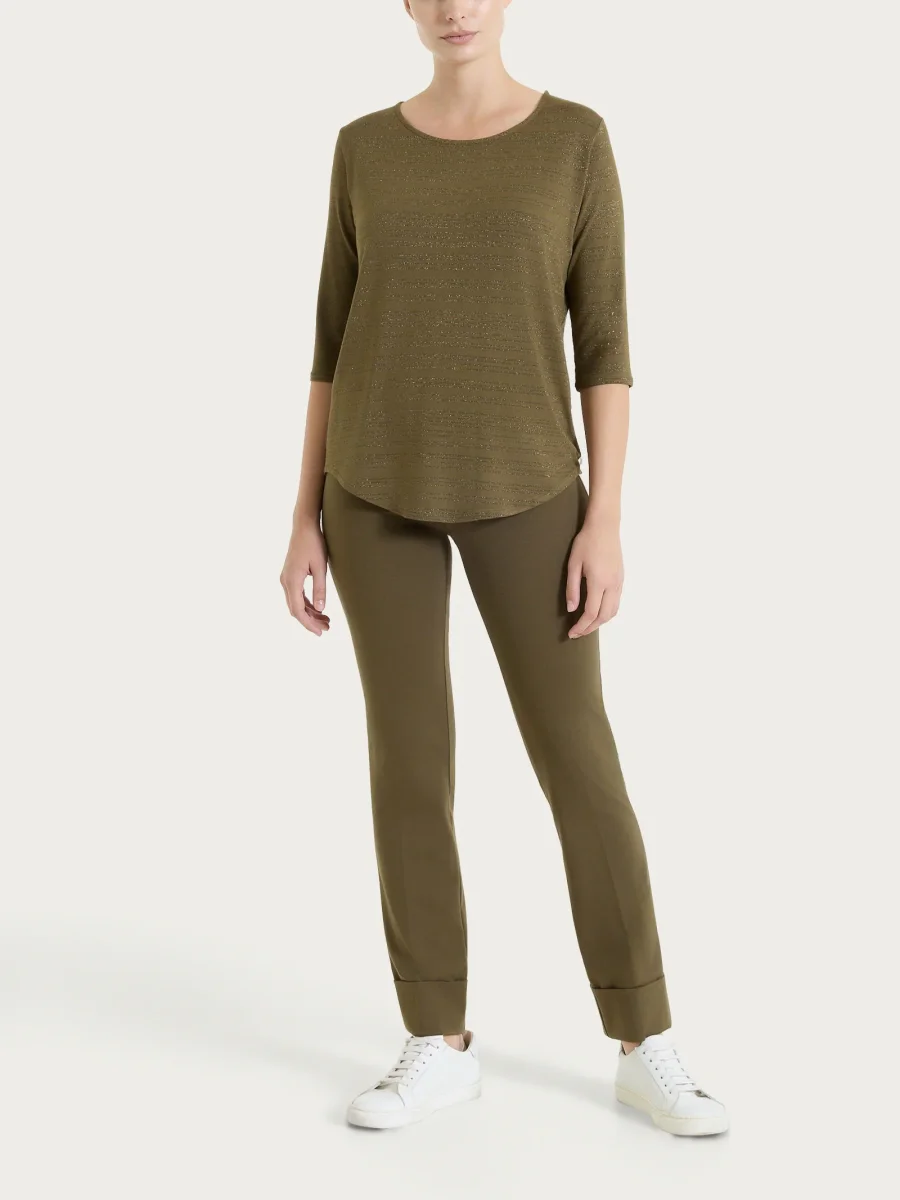 Pantalone slim dritto in Compact Light - Dark Olive - immagine 6