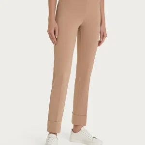 Pantalone slim dritto in Compact Light - Warm Taupe