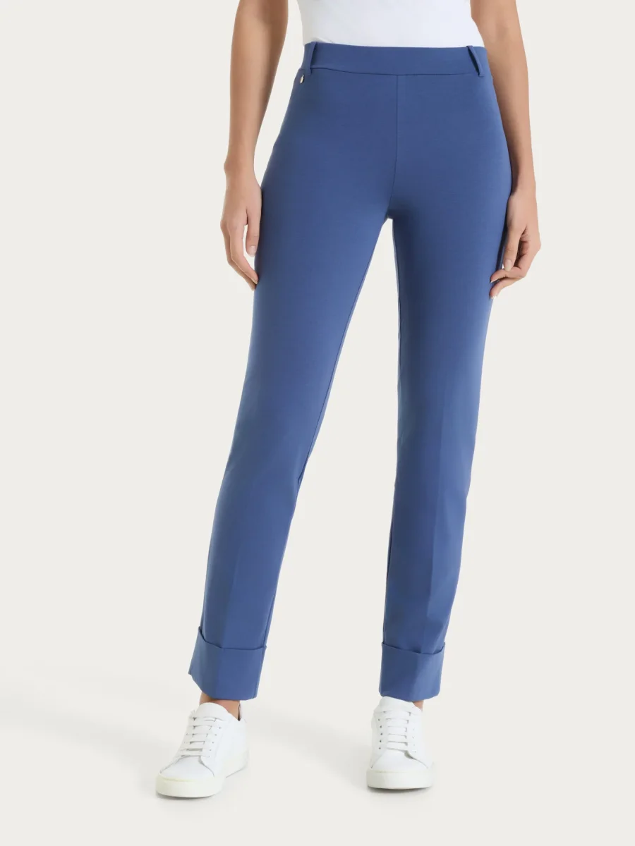 Pantalone slim dritto in Compact Light - Oceana
