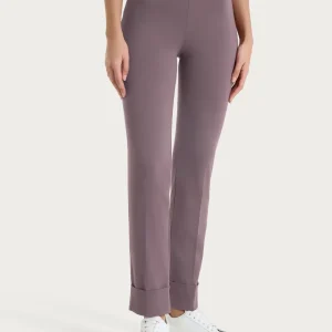 Pantalone slim dritto in Compact Light - Plum Truffle