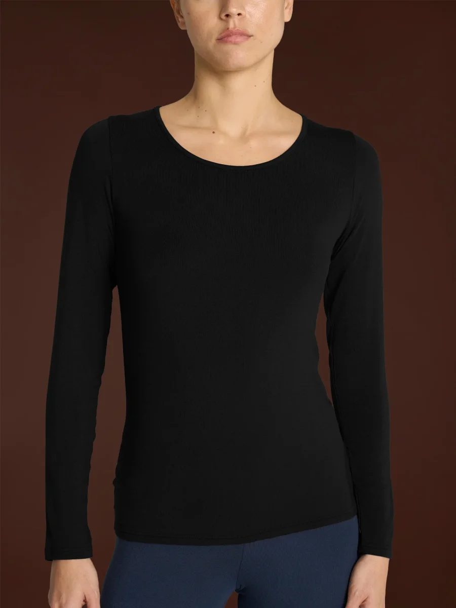 Maglietta girocollo in Eco Viscosa - Nero - immagine 3