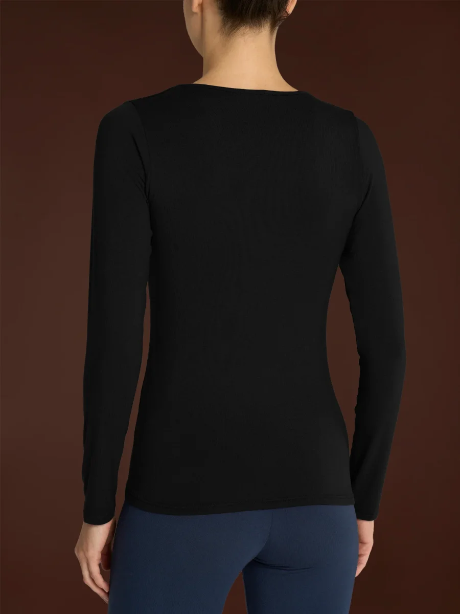 Maglietta girocollo in Eco Viscosa - Nero - immagine 4