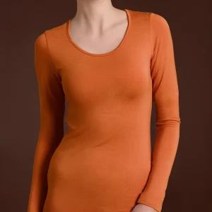 Maglietta girocollo in Eco Viscosa - Rust