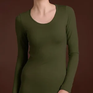 Maglietta girocollo in Eco Viscosa - Dark Olive