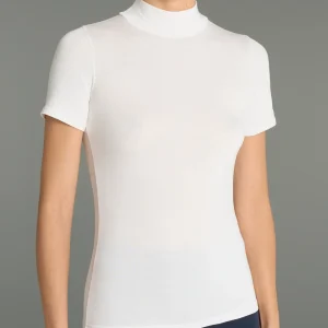 Maglietta collo alto in Eco Viscosa - Bianco