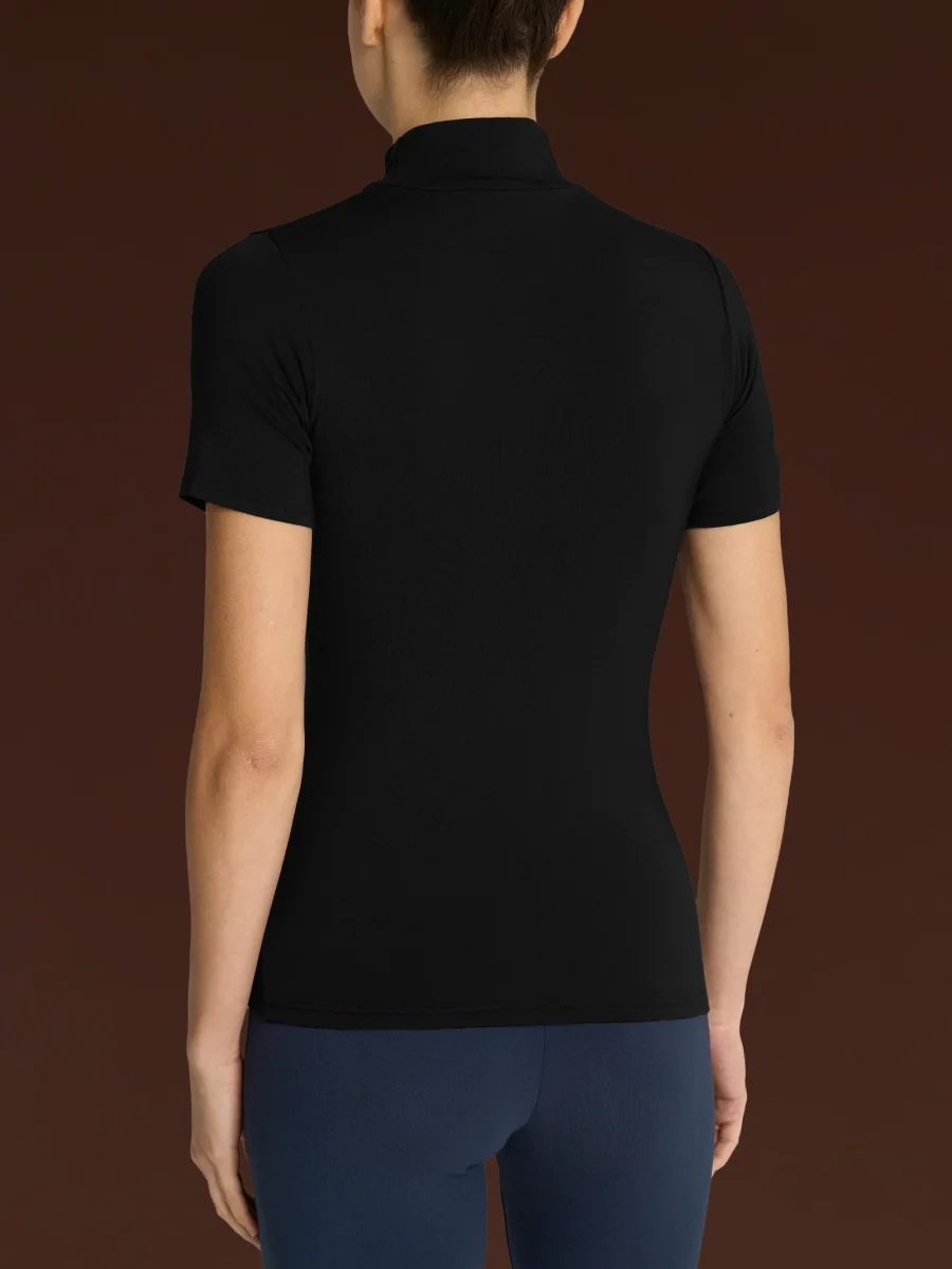 Maglietta collo alto in Eco Viscosa - Nero - immagine 4