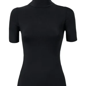 Maglietta collo alto in Eco Viscosa - Nero