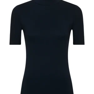 Maglietta collo alto in Eco Viscosa - Bleu