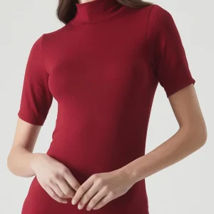 Maglietta collo alto in Eco Viscosa - Amarena