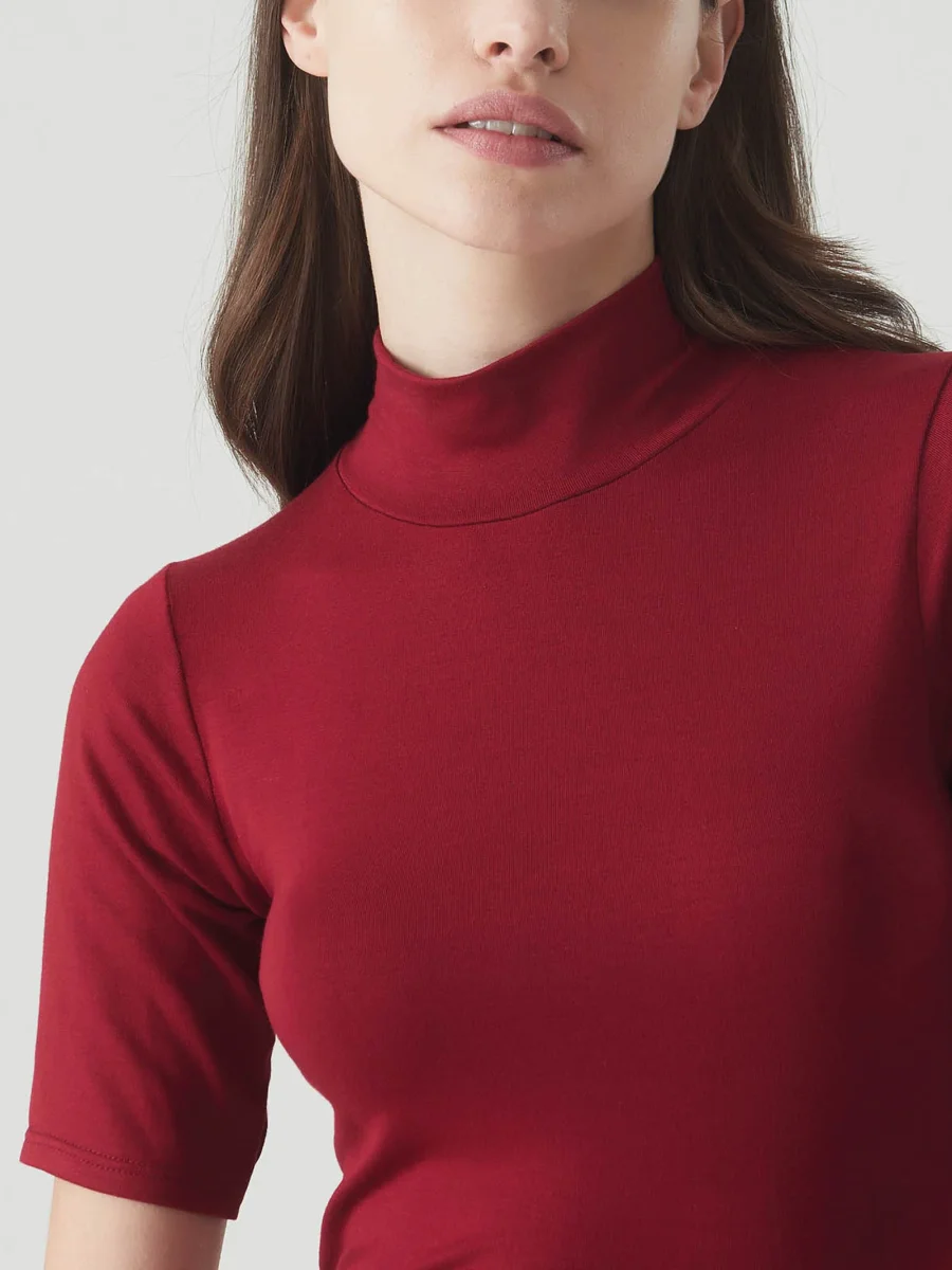 Maglietta collo alto in Eco Viscosa - Plum Perfect - immagine 5