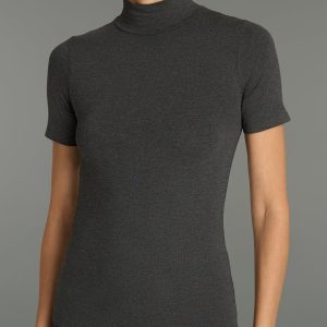 Maglietta collo alto in Eco Viscosa - Metallo Mel.