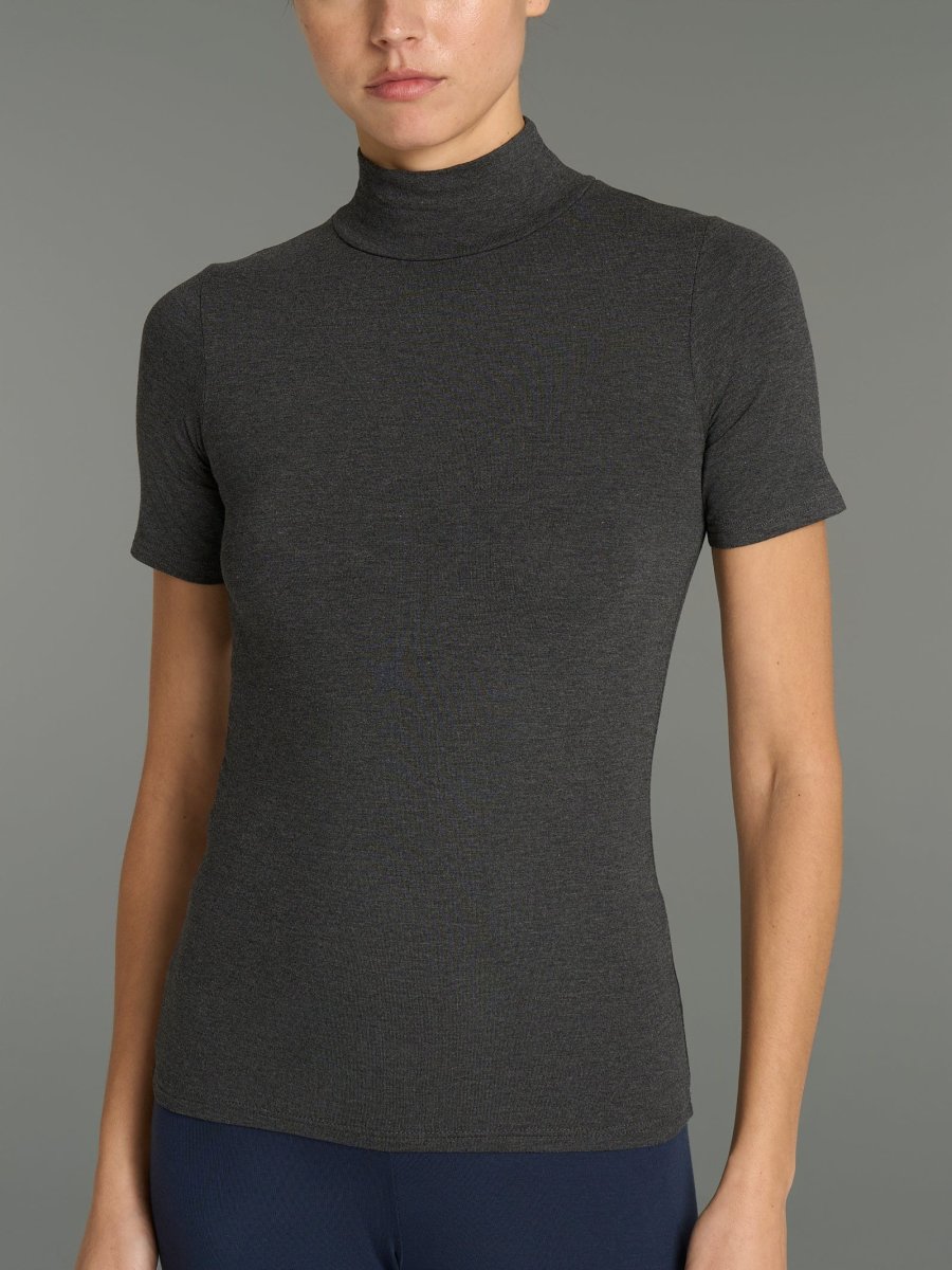 Maglietta collo alto in Eco Viscosa - Metallo Mel.