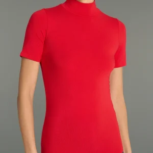 Maglietta collo alto in Eco Viscosa - Salsa