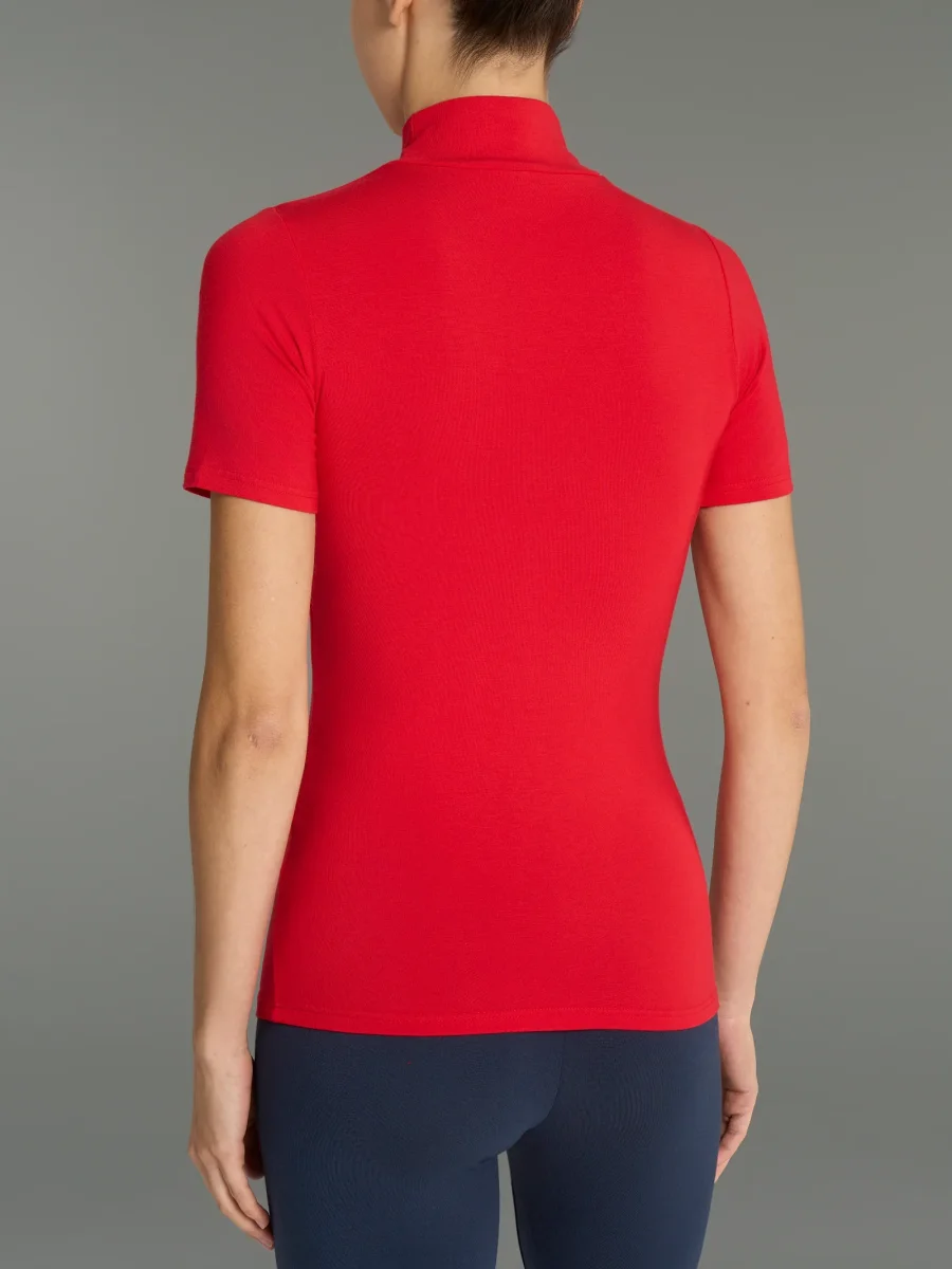 Maglietta collo alto in Eco Viscosa - Salsa - immagine 3