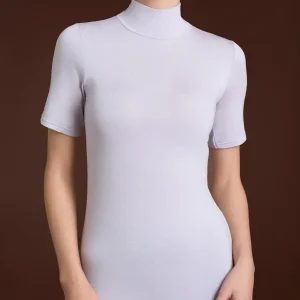 Maglietta collo alto in Eco Viscosa - Thistle