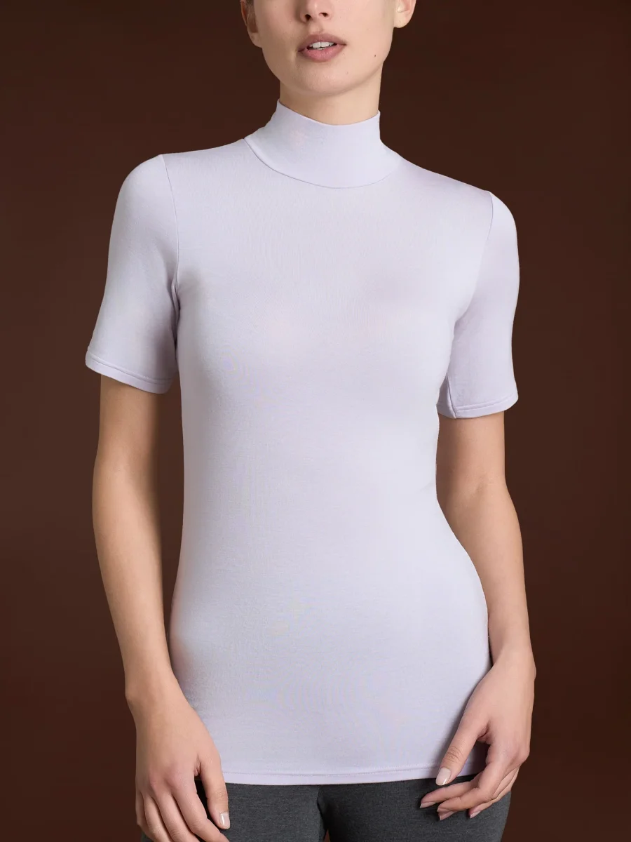 Maglietta collo alto in Eco Viscosa - Thistle