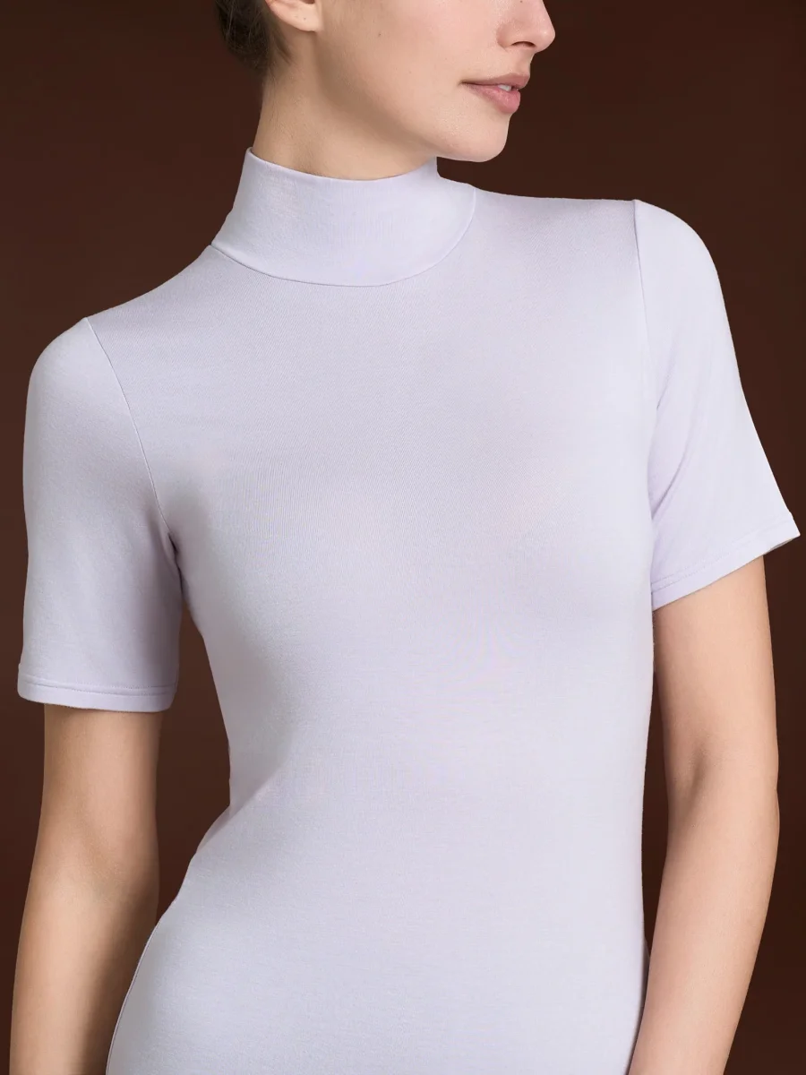 Maglietta collo alto in Eco Viscosa - Thistle - immagine 4