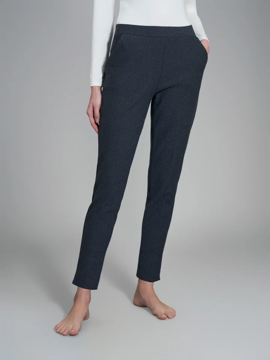 Pantalone chino in maglia flanella - Bleu Mel.