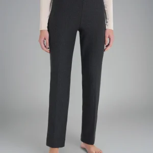 Pantalone dritto in maglia flanella  - Nero Mel.