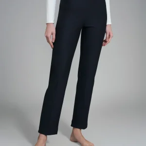 Pantalone dritto in maglia flanella  - Nero