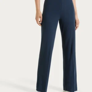 Pantalone ampio in jersey di viscosa crêpe - Bleu