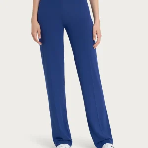 Pantalone ampio in jersey di viscosa crêpe - Blueberry
