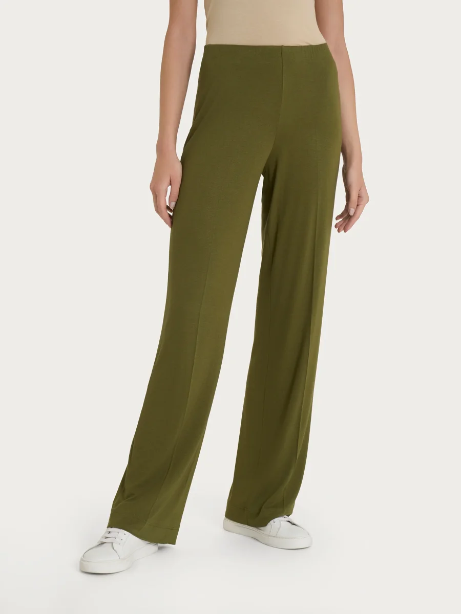 Pantalone ampio in jersey di viscosa crêpe - Sphagnum