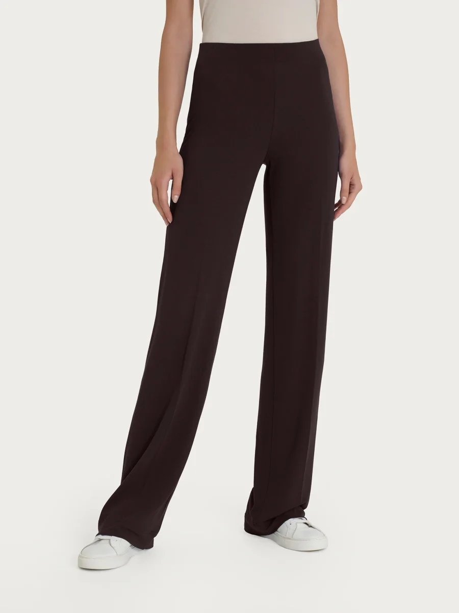 Pantalone ampio in jersey di viscosa crêpe - Chocolate Torte - immagine 2