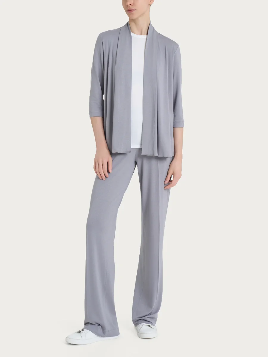 Pantalone ampio in jersey di viscosa crêpe - Ultimate Gray - immagine 5