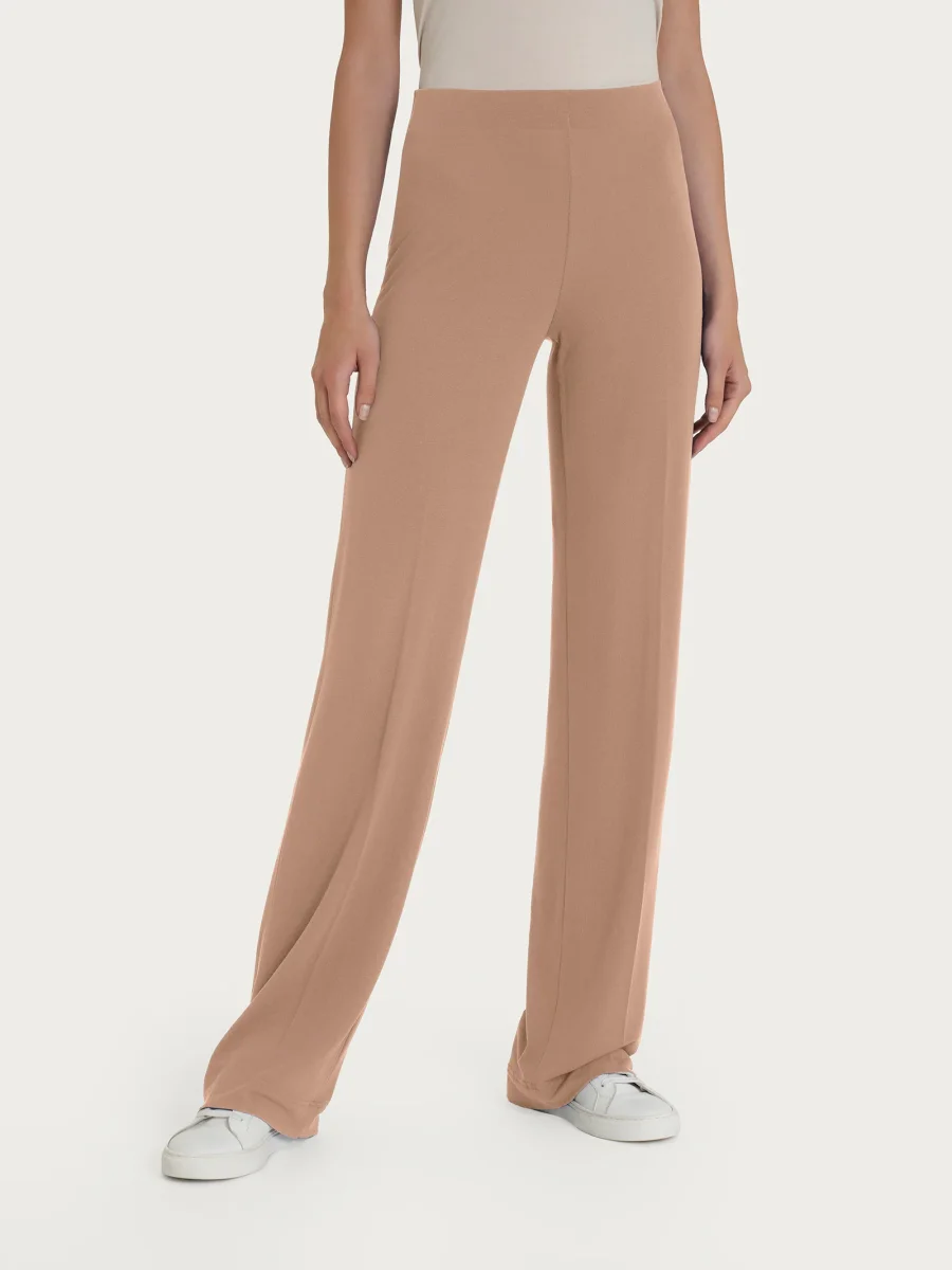 Pantalone ampio in jersey di viscosa crêpe - Warm Taupe