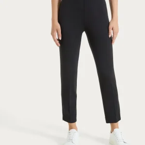 Pantalone capri con spacchetti in jersey di viscosa crêpe - Nero