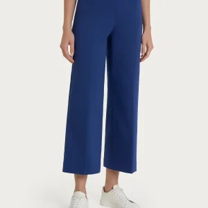 Pantalone ampio alla caviglia in Satin Power - Blueberry