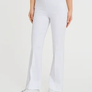 Pantalone flare con spacchetti in Satin Power - Bianco