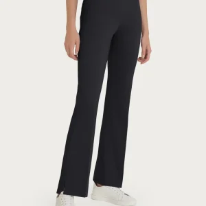 Pantalone flare con spacchetti in Satin Power - Nero