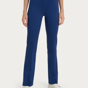 Pantalone flare con spacchetti in Satin Power - Blueberry